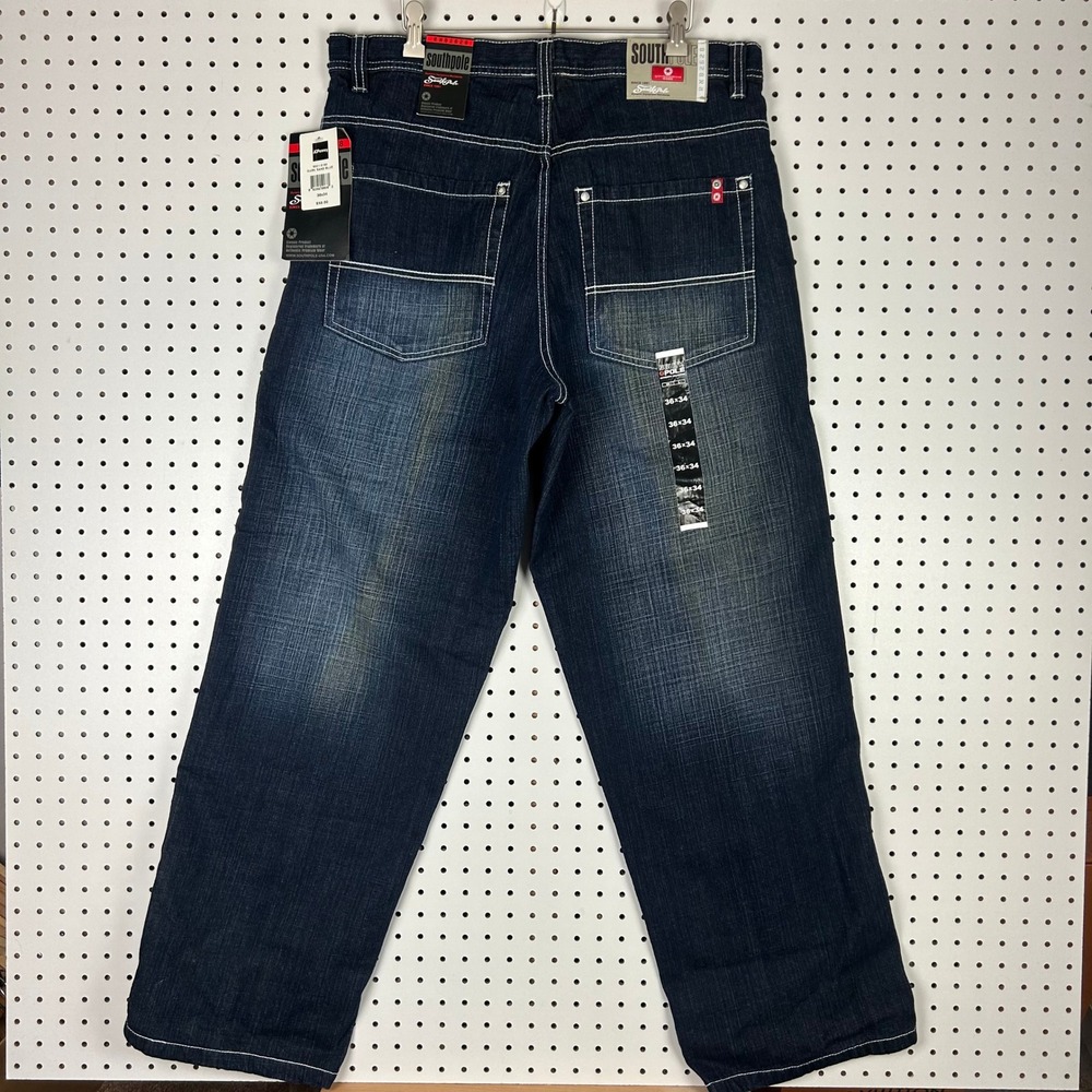 Southpole Baggy Deadstock Jeans 36x34 Dark Sand Blue Y2K Hip Hop NWT Gothic READ